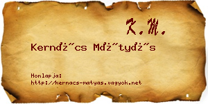 Kernács Mátyás névjegykártya